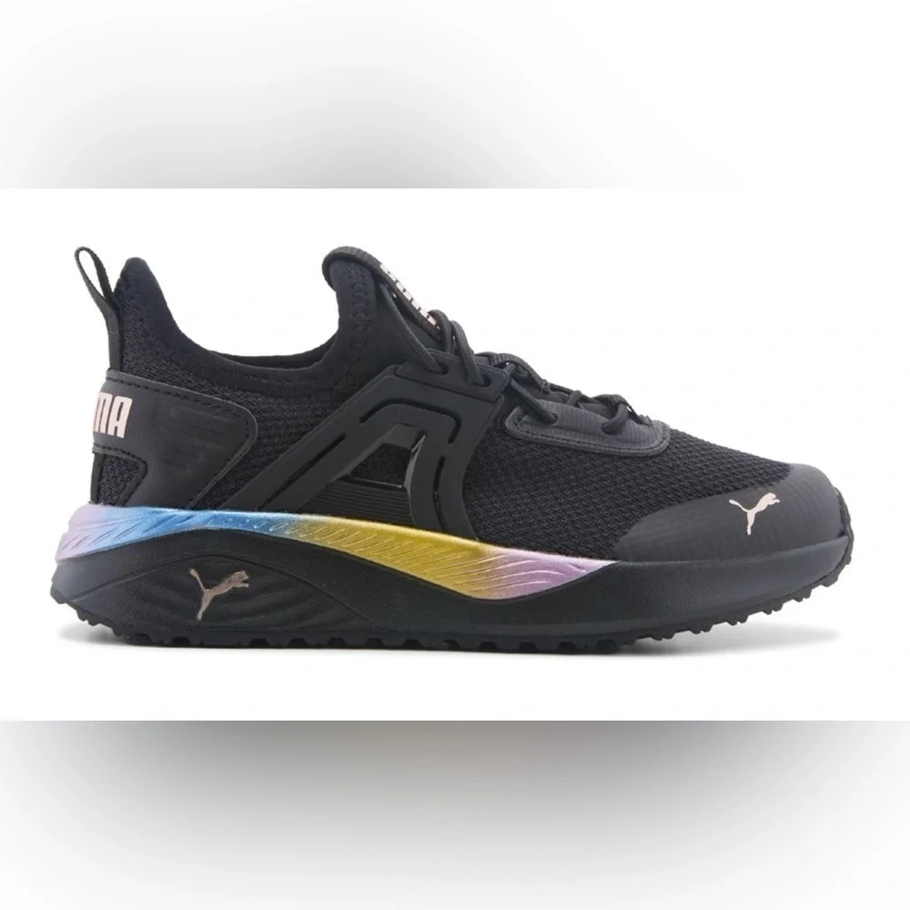 PUMA Kids Black Sneakers with Colorful Gradient